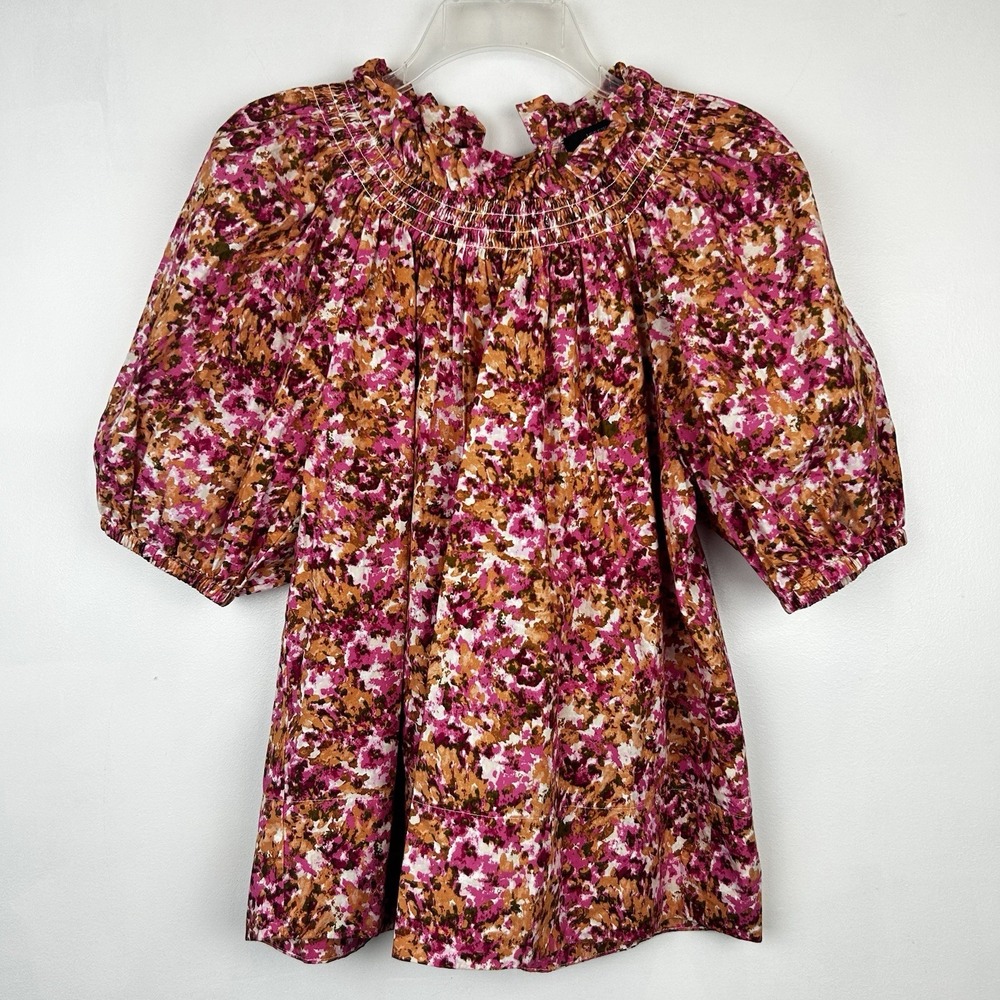 J Crew Black Label Blouse Womens M Pink Ruffles Prairie Cottagecore Re Imagined